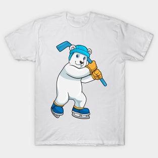 Polar bear at Ice hockey with Ice hockey stick T-Shirt
